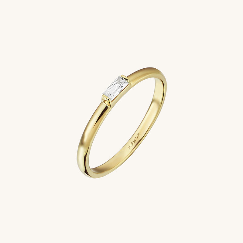 0.11 ct Baguette Diamond Solitaire Ring in 14k Real Gold