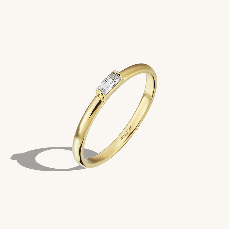 Women's Solo Baguette Band Ring in 14k Solid Gold