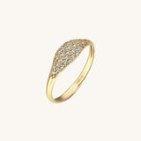 Women's Paved Signet Pinky Ring in 14k Real Gold