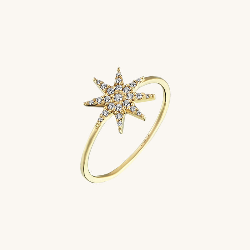 Delicate Star Ring in 14k Solid Yellow Gold