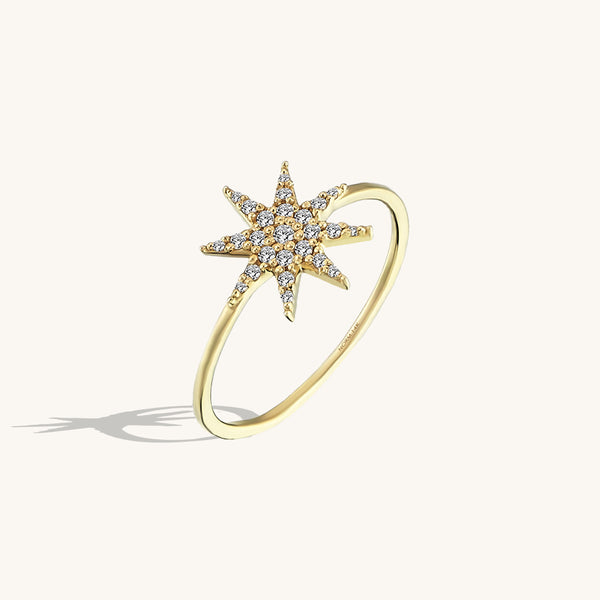 Star Ring in 14k Solid Gold