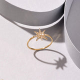 Sparkle Star Ring in 14k Solid Gold