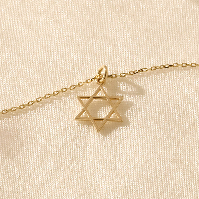 Women's Minimalist Star of David Pendant Necklace in 14k Real Gold