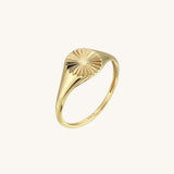 Circle Sun Engraved Pinky Signet Ring in 14k Gold