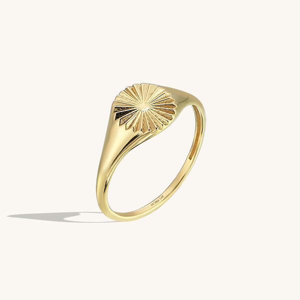 Women's Sun Signet Ring in 14k Solid Gold
