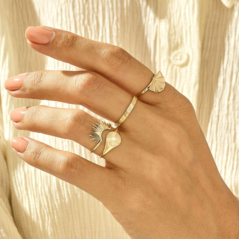 Sun Stacking Ring in 14k Solid Gold