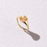 Women's Sunburst Pinky Signet Ring in 14k Solid Yellow Gold