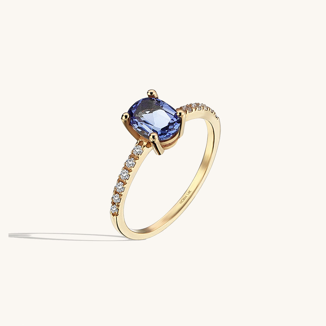 Oval Tanzanite Ring in 14k Solid Gold