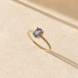 Tanzanite Oval Solitaire Ring in 14k Real Gold