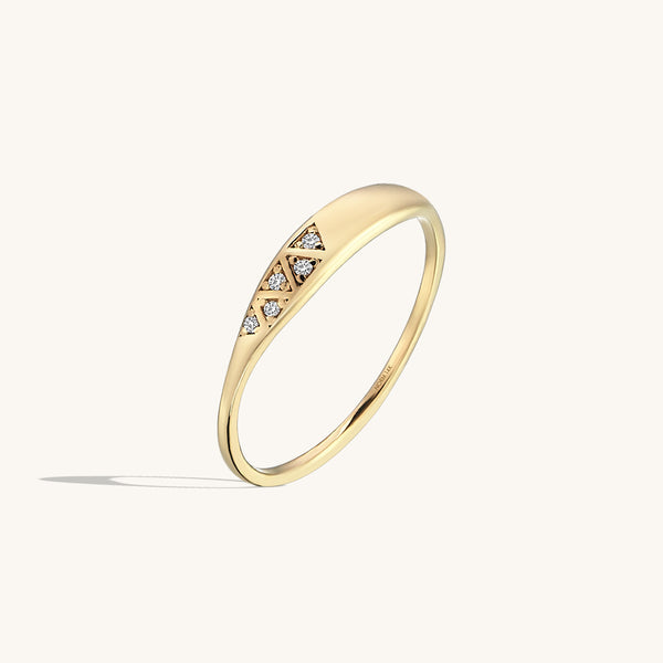 Women's Tiny Pave Signet Ring in 14k Solid Gold