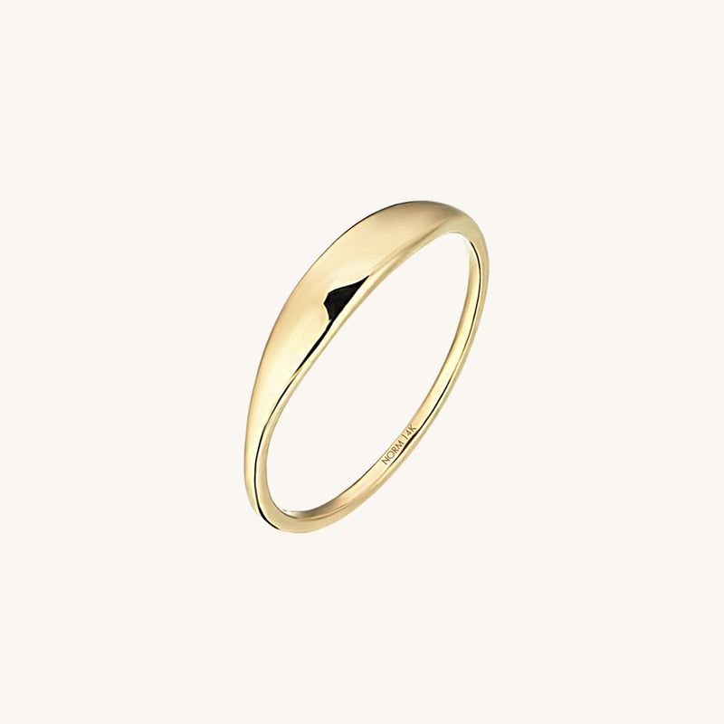 14k Solid Yellow Gold Minimalist Tiny Signet Ring for Women