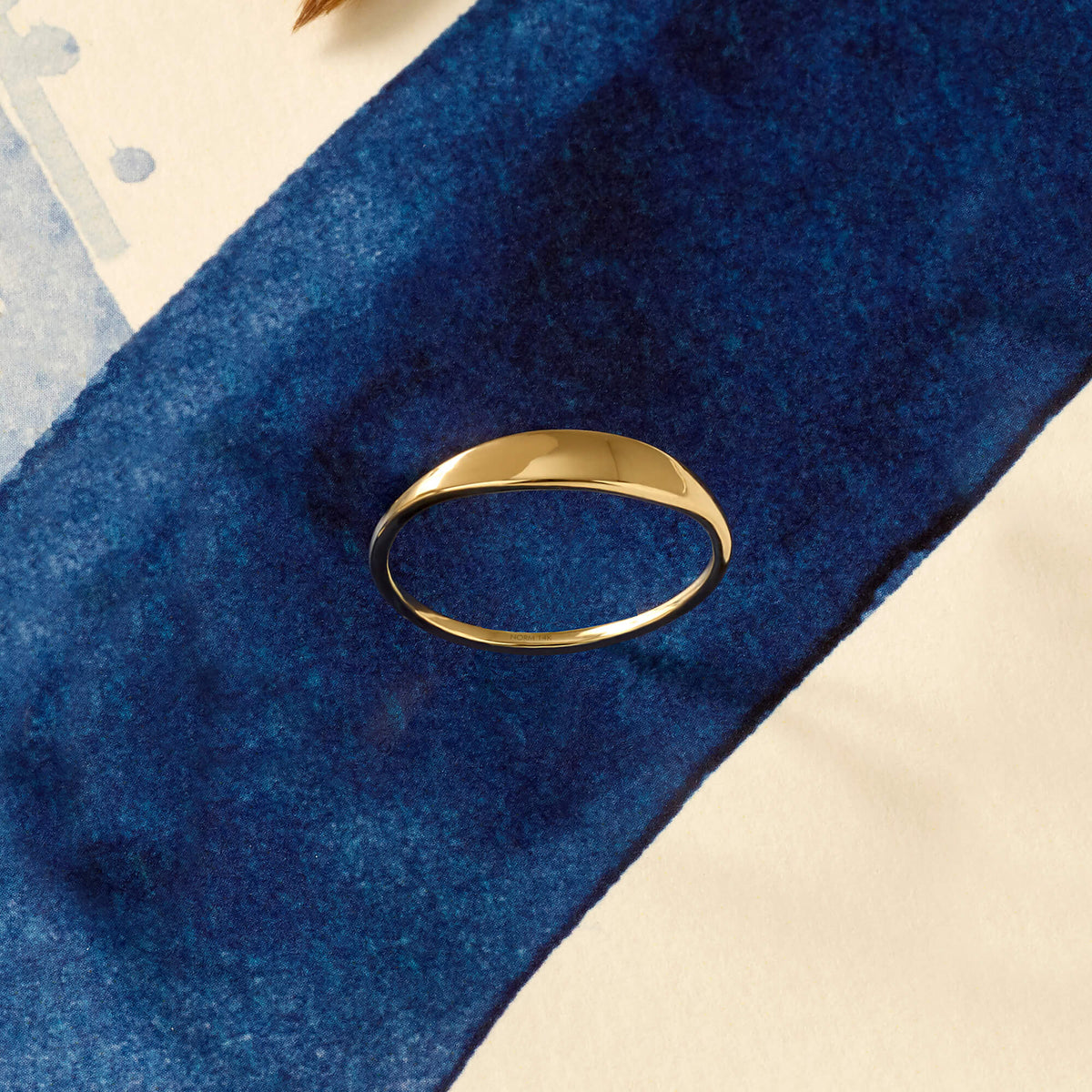 Solid Gold Stackable Slim Signet Ring - Norm Jewels