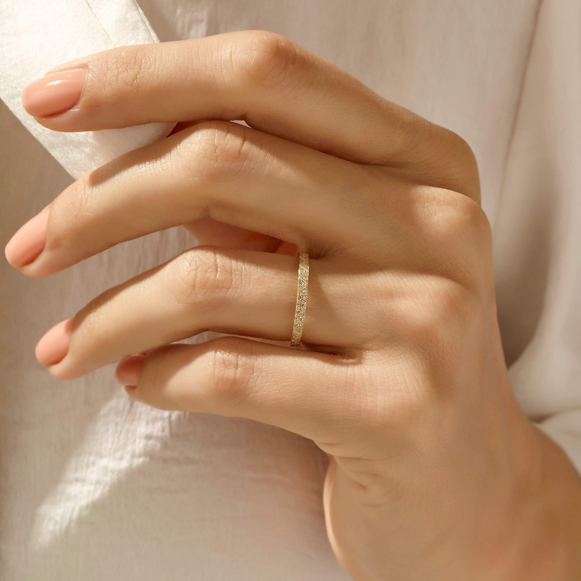 Triangle Shape Band Ring in 14k Real Yellow Gold