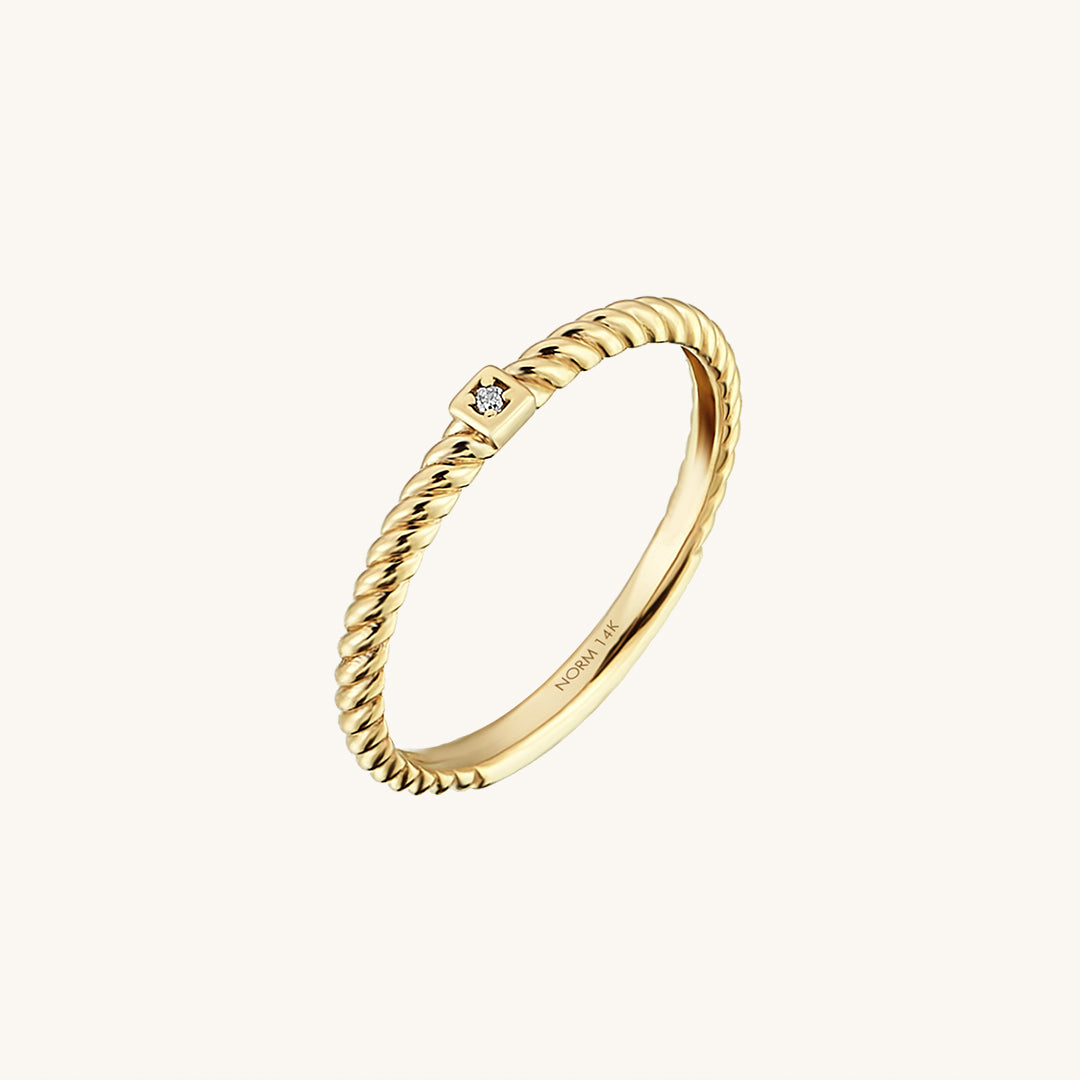 14k Real Gold Twined Solo Ring
