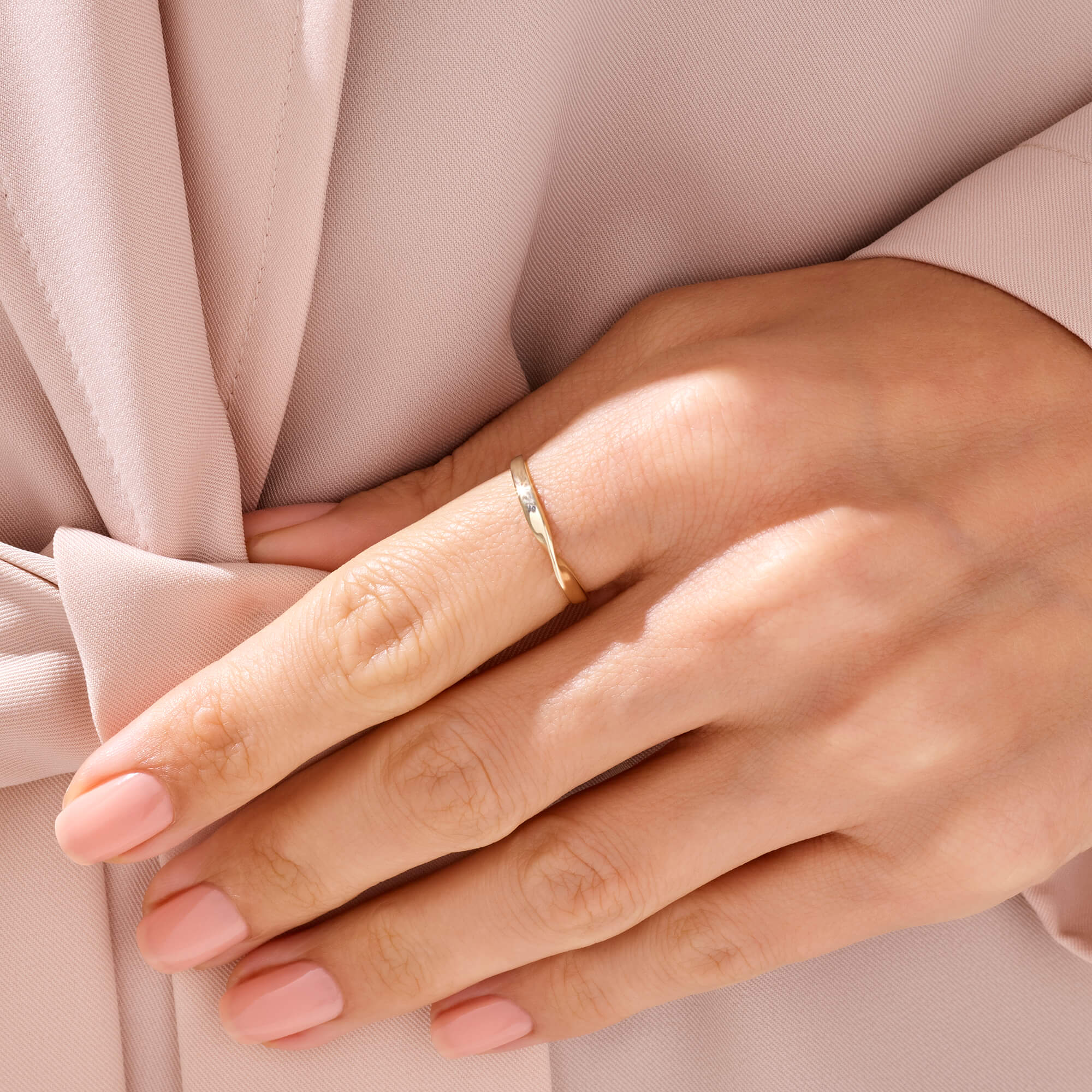 Twist Band Ring in 14k Real Yellow Gold