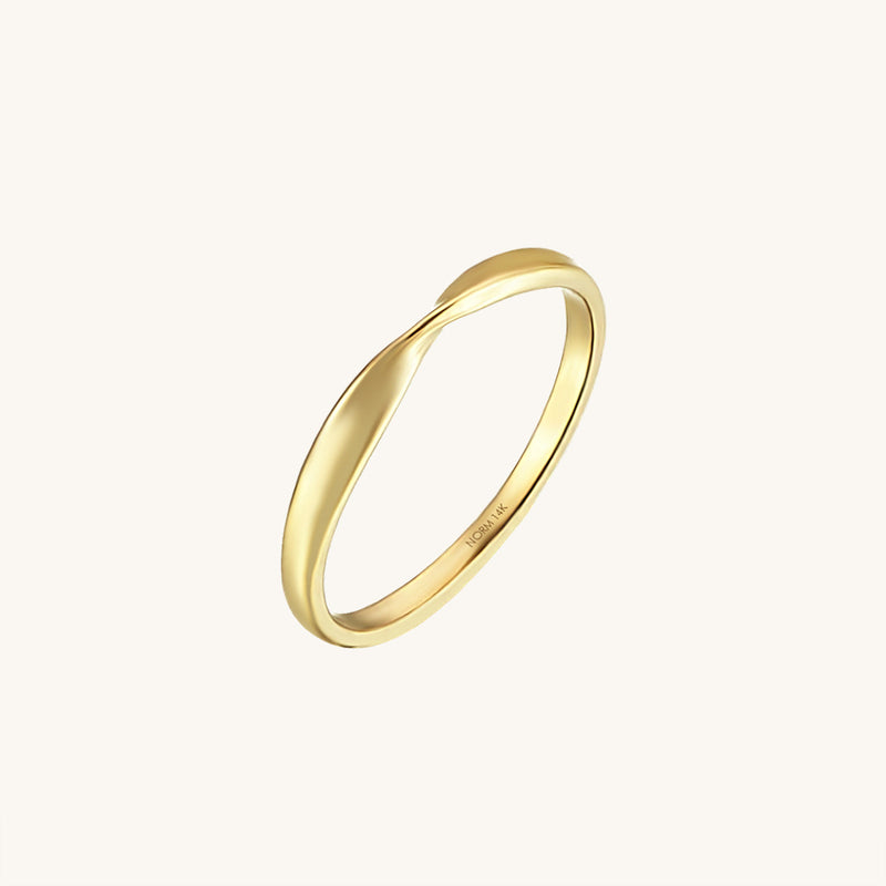 14k Real Gold Twist Band Ring