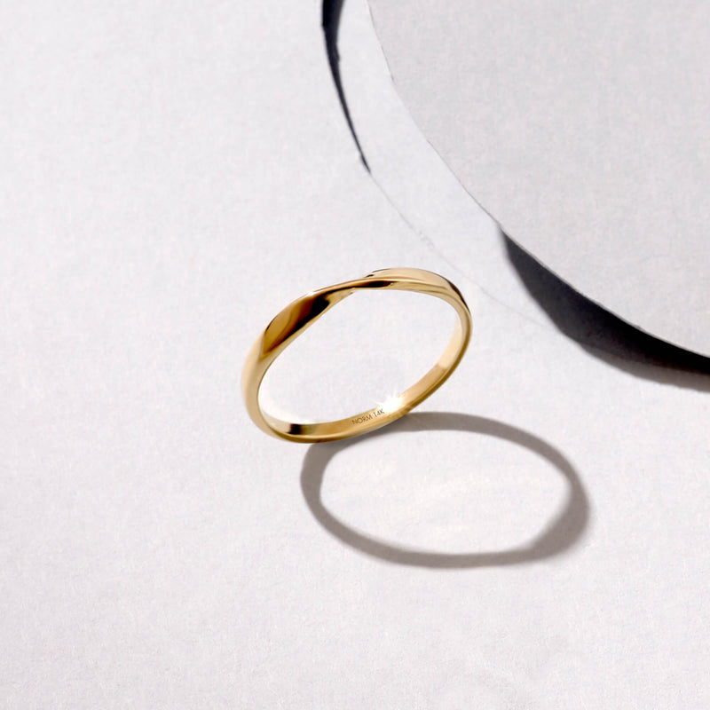 Dainty Twist Band Ring in 14k Real Yellow Gold