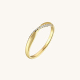 14k Real Gold Twist Pave Band Ring