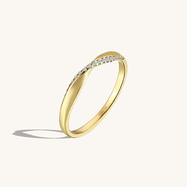 Twist Pave Band Ring in 14k Solid Gold