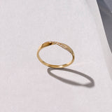 14k Solid Yellow Gold Stackable Twist Pave Band Ring 