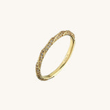 Twisted Wedding Band Ring Paved with White CZ in 14k Solid Gold