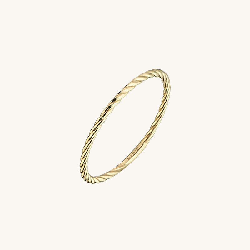 Dainty Twisted Stackable Ring in 14k Real Yellow Gold