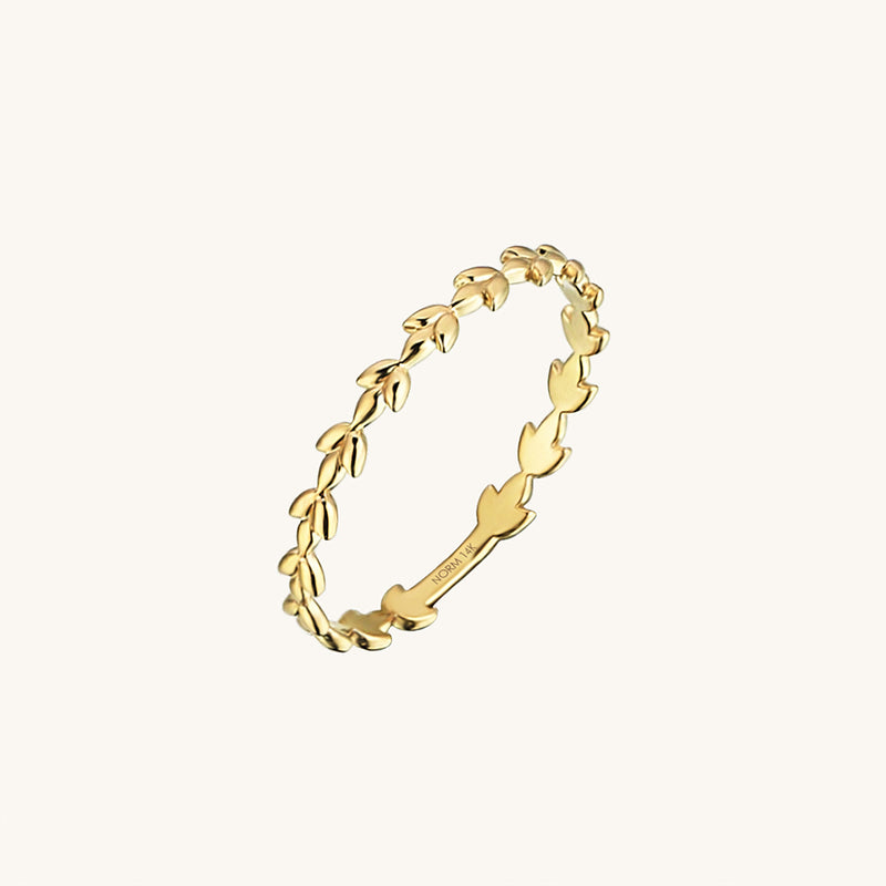 Dainty Olive Leaf Ring in 14k Solid Gold