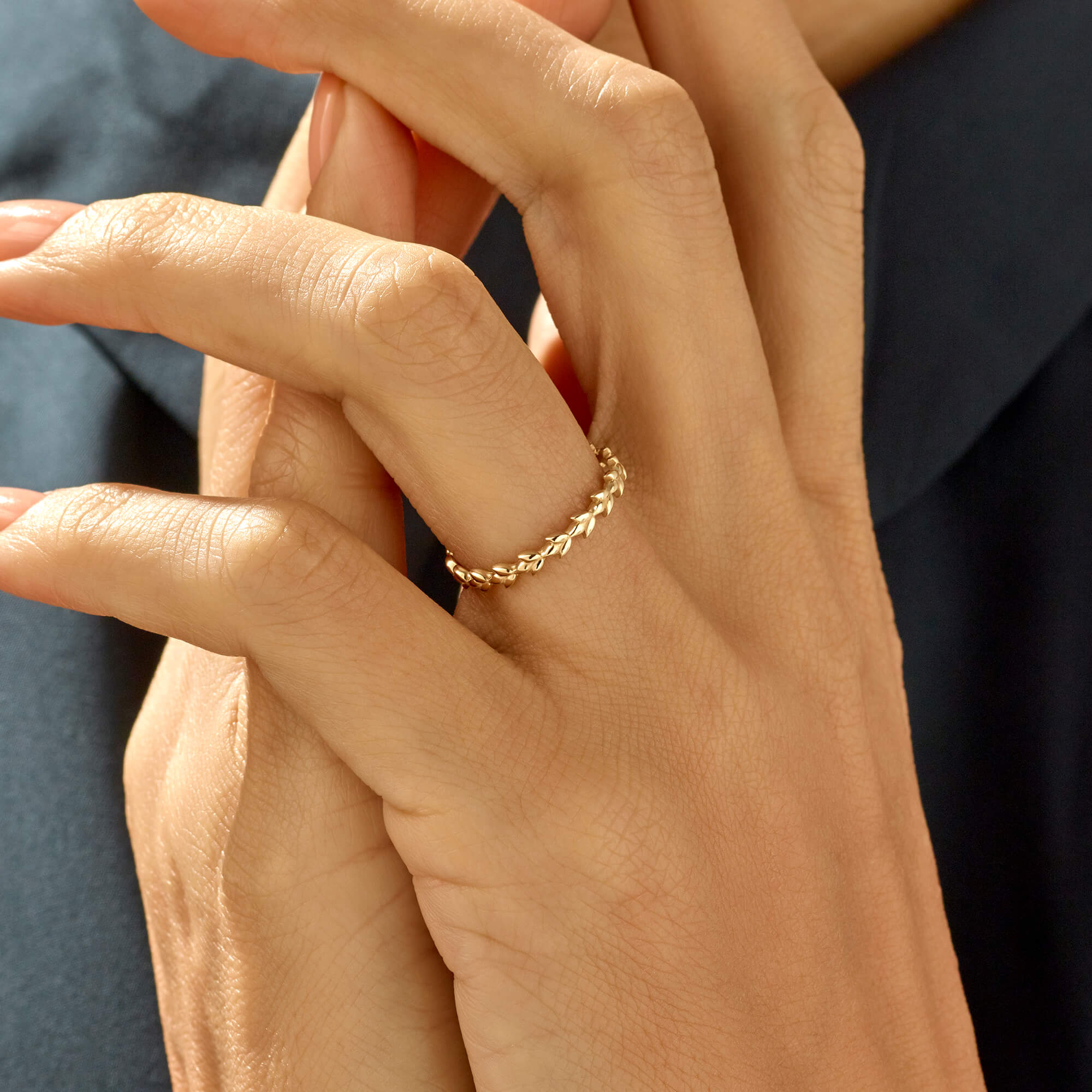 Vine Ring in 14k Solid Yellow Gold