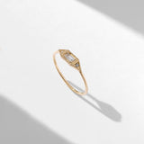 Women's Vintage Design Baguette Signet Ring in 14k Real Gold