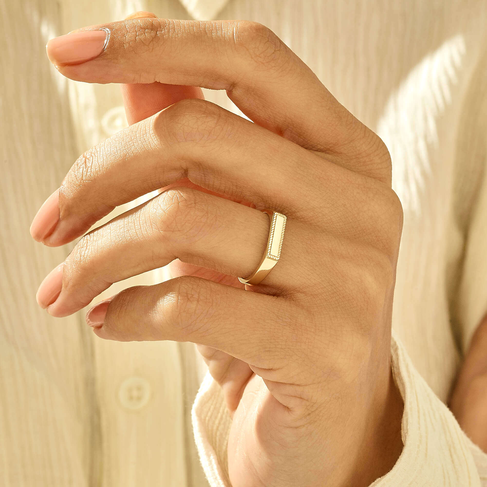 Women's Vintage Pinky Signet Ring in 14k Real Yellow Gold