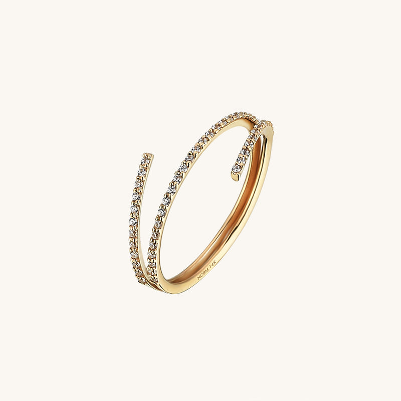 Dainty Wraparound Ring with White Cubic Zirconia in Gold