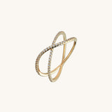 Women's X Ring in 14k Solid Yellow Gold
