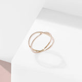 14k Real Yellow Gold X Ring for Women
