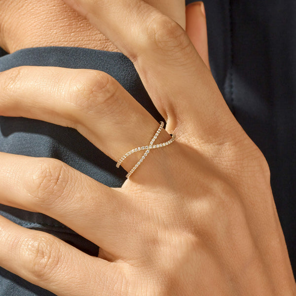 X Stacking Ring in 14k Real Gold