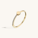 Women's Half Eternity Signet Ring in 14k Real Gold