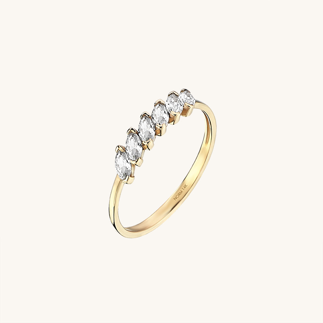 Marquise Cut White CZ Wedding Ring in Gold