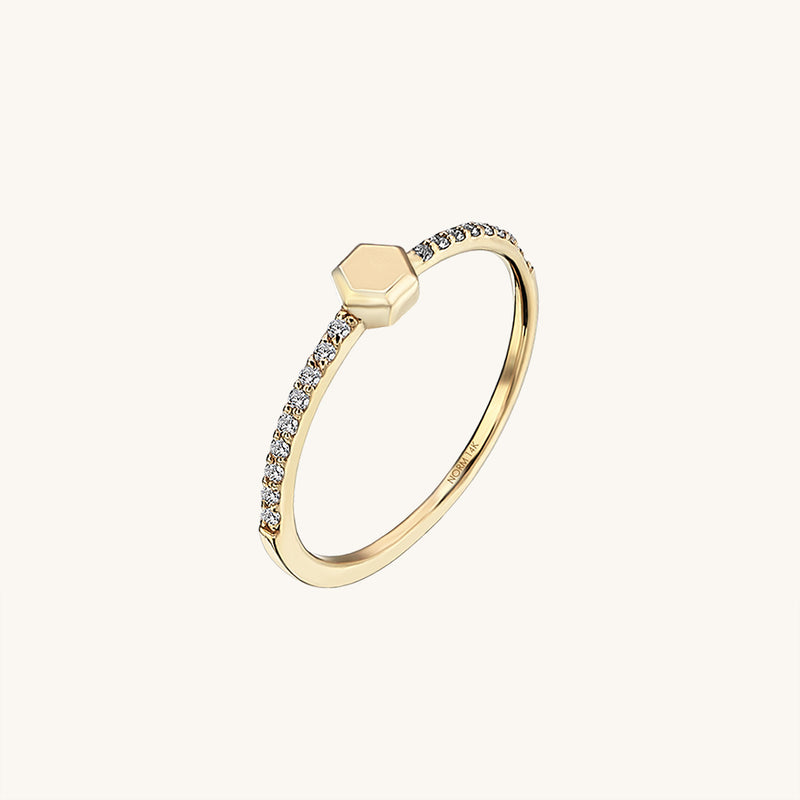 Minimalist Signet Eternity Ring in 14k Solid Yellow Gold