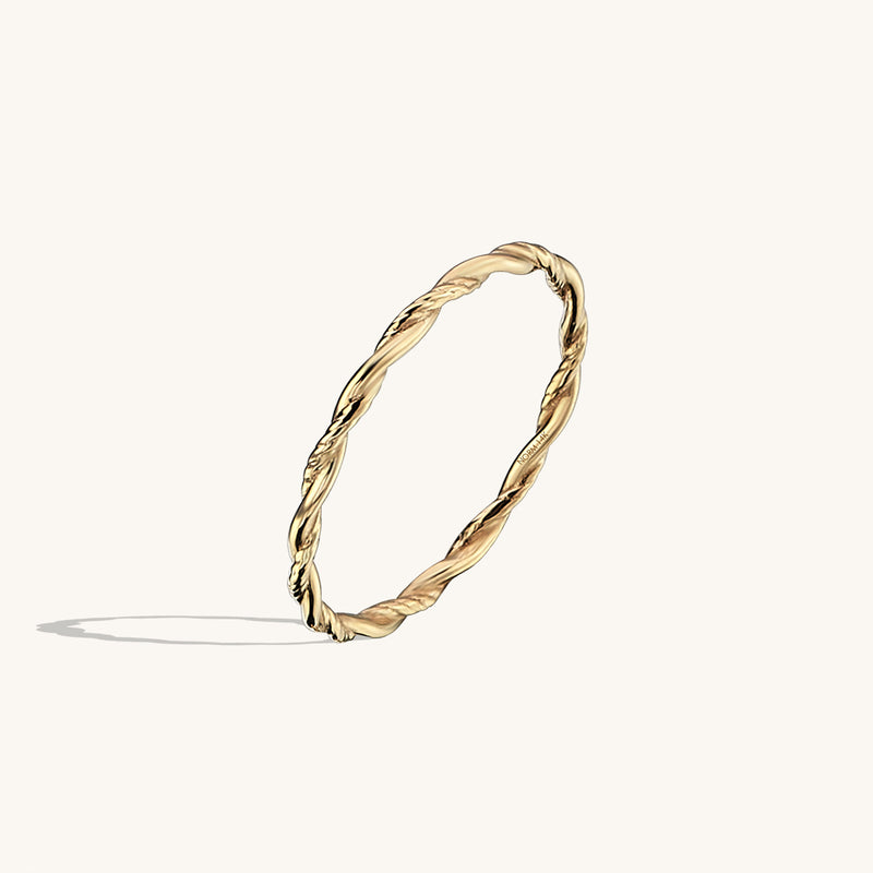 Women's Hammered Twisted Ring in 14k Real Gold