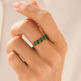 14k Yellow Gold 5 Stone Emerald Ring