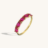 Women's 5 Stone Ruby Oval Ring in 14k Solid Gold