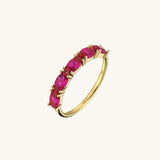 5 Stone Ruby Oval Ring in 14k Solid Gold