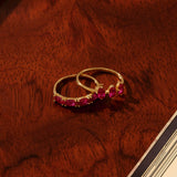 14k Solid Gold Dainty 5 Stone Ruby Oval Ring in Gold
