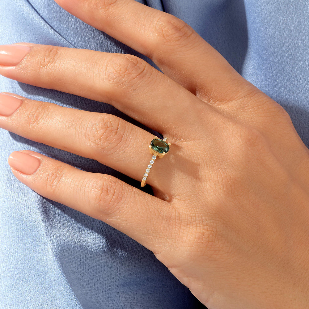 Solid Gold Oval Cut Alexandrite Solitaire Ring