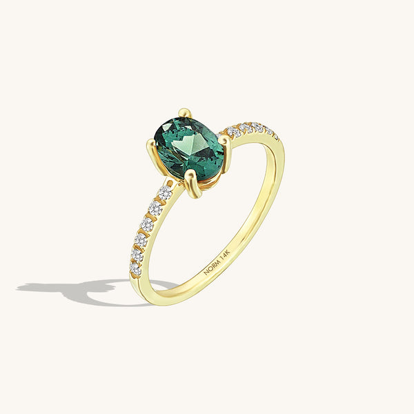 Oval Alexandrite Ring in 14k Solid Gold
