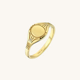 14k Real Yellow Gold Vintage Signet Ring for Women