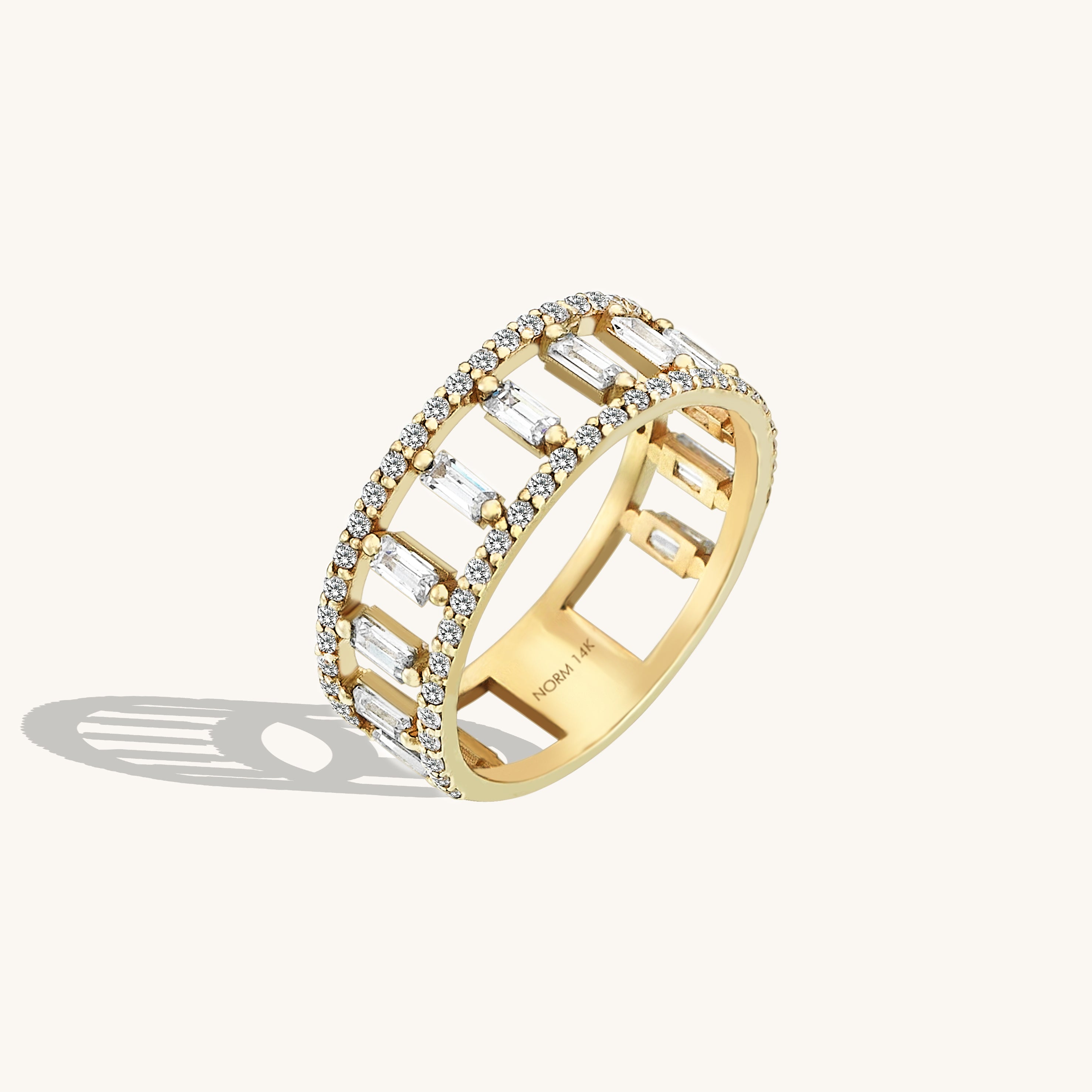 Women's Baguette Ladder Band Ring in 14k Gold