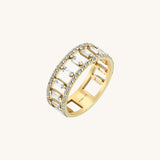 Women's Baguette Ladder Wedding Band Ring in 14k Gold
