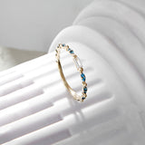 Baguette Novella Stacking Ring Paved with Blue Cubic Zirconia