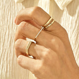 Women's Stackable Signet Bar Ring in 14k Real Yellow Gold
