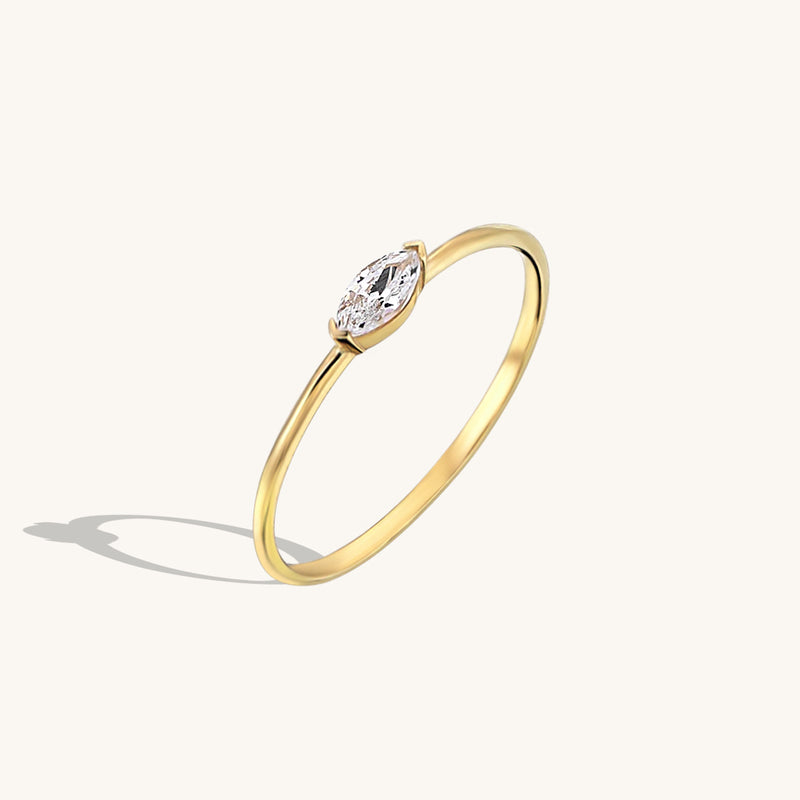 Basic Marquise Cut Solitaire Ring in Gold